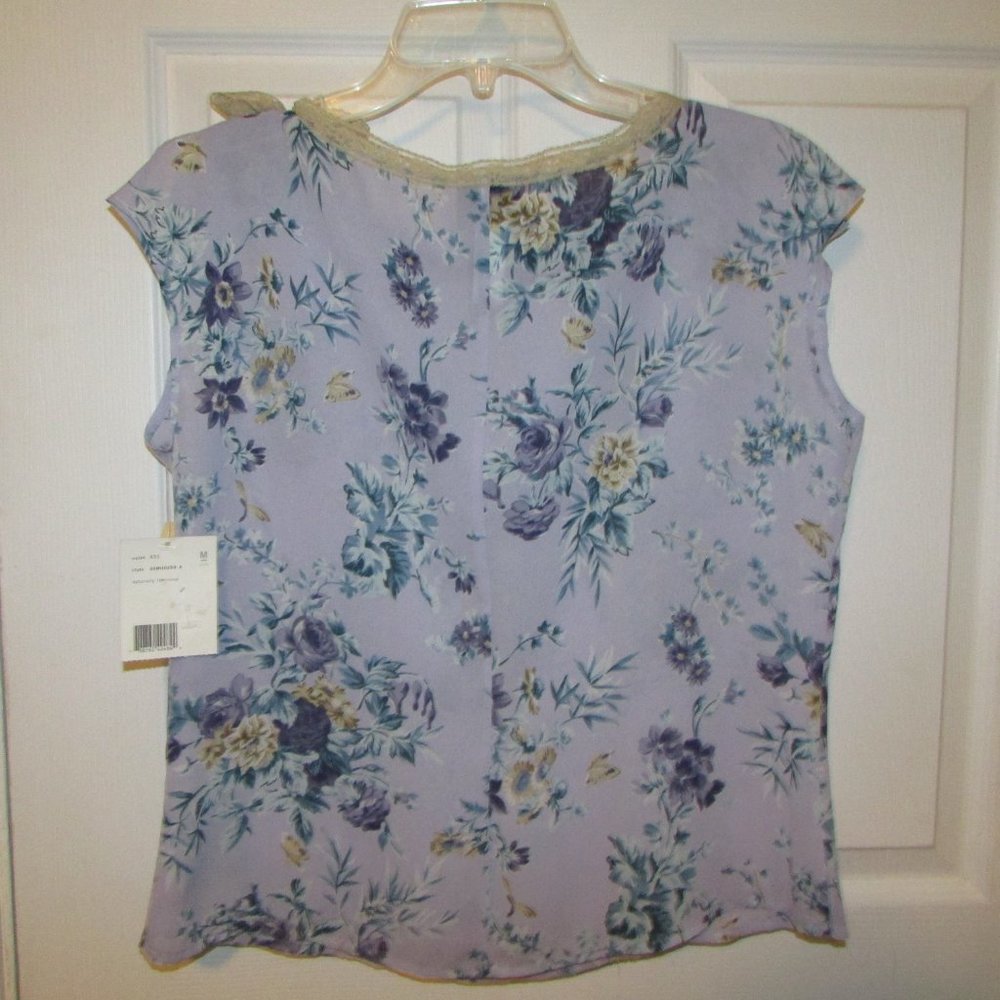 LIZ CLAIBORNE AXCESS Floral Lace Sleeveless Top Blouse - M - NEW - Picture 5 of 7